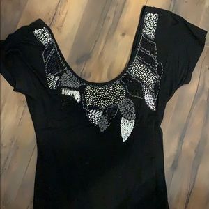 BKE Boutique Beaded black top